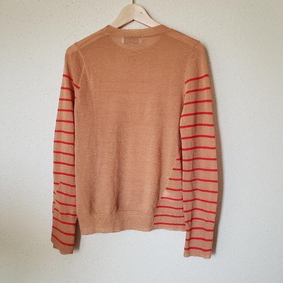 A.L.C Faye Asymmetrical Stripe Wool Sweater Brown - Picture 2 of 5